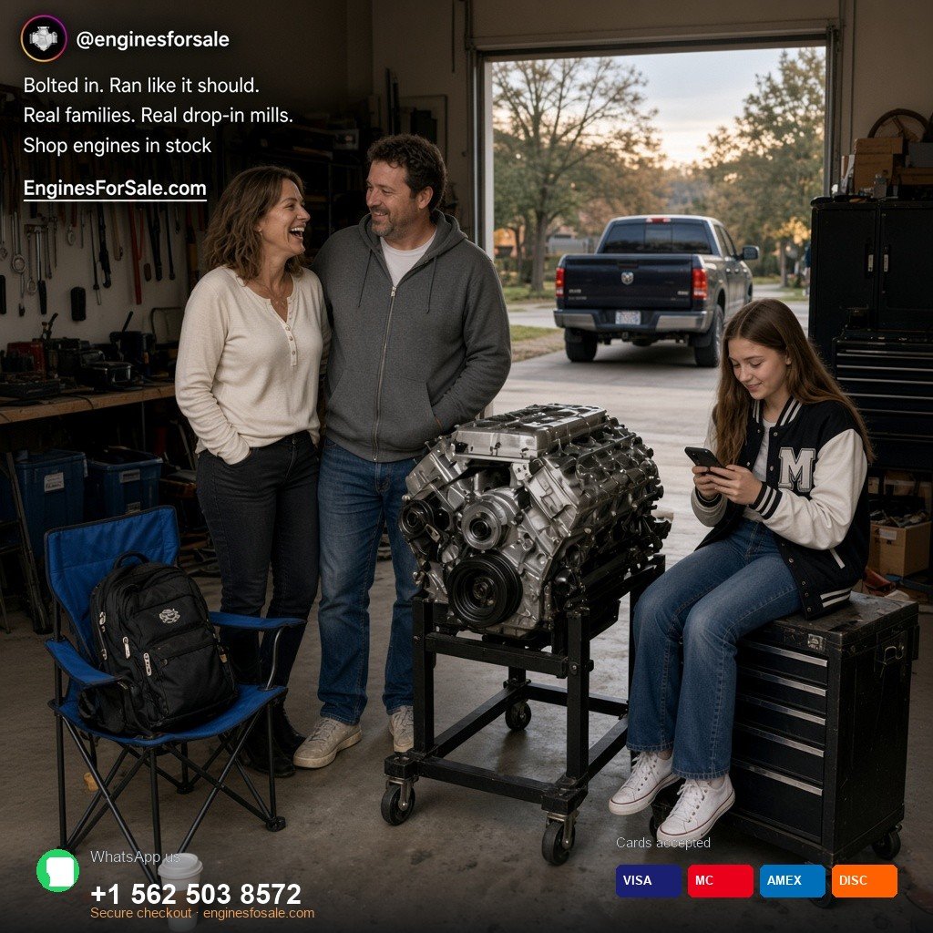 Parents and a teen talking over a reman engine
